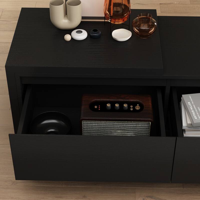 Entertainment Center Table Retracted Extendable TV Stand in Stretch