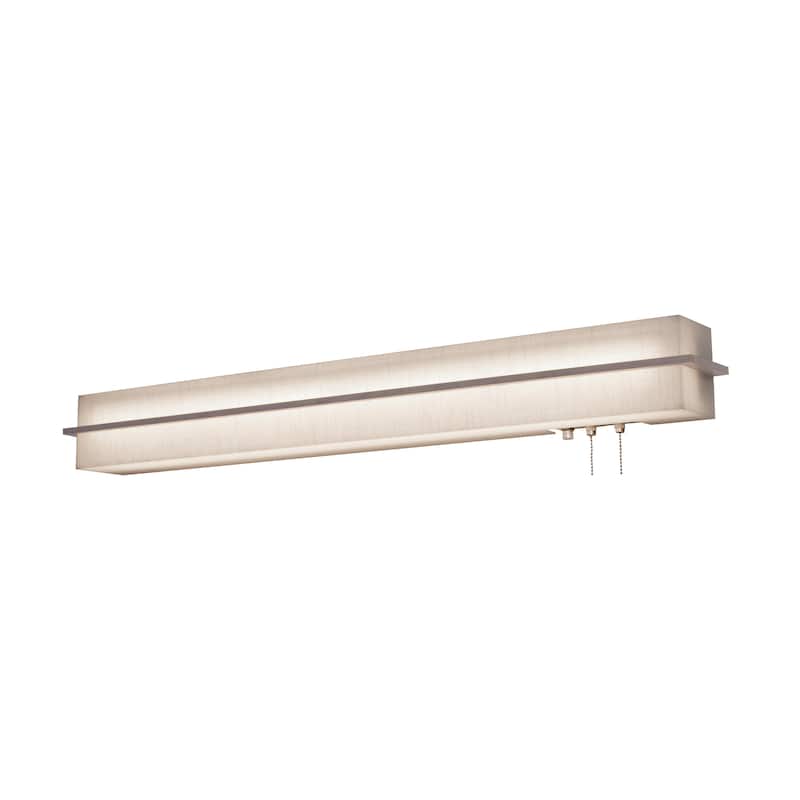 Apex 38" LED Overbed Wall Light - 38"L x 4"Ext x 4"W x 4.38"H - 38"L x 4"Ext x 4"W x 4.38"H - Linen White Shade/Weathered Grey