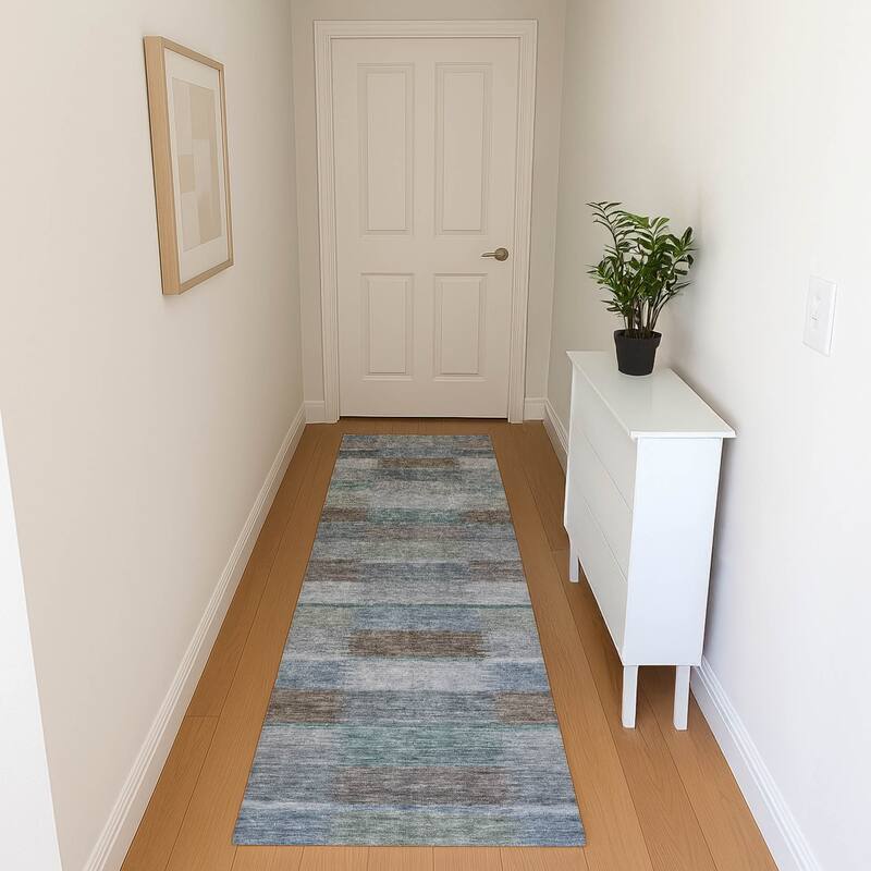 Premium Washable Super Soft Geo Stripe Mayfield Rug - Blue - 2'3" x 7'6"