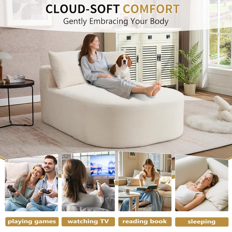 67.5''Chaise Lounge Chair 46'' Wide Seat Indoor Corduroy Oversized Sleeper Sofa