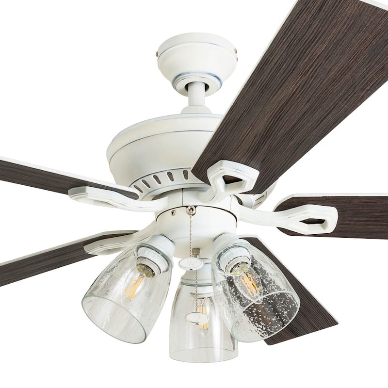 The Gray Barn Grumio Distressed White 52-inch Ceiling Fan with 5 Barnwood Blades