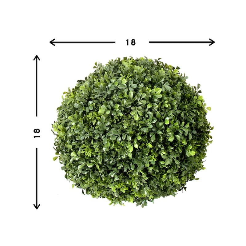 18" Boxwood Ball Halves, UV Rated Outdoor - Green