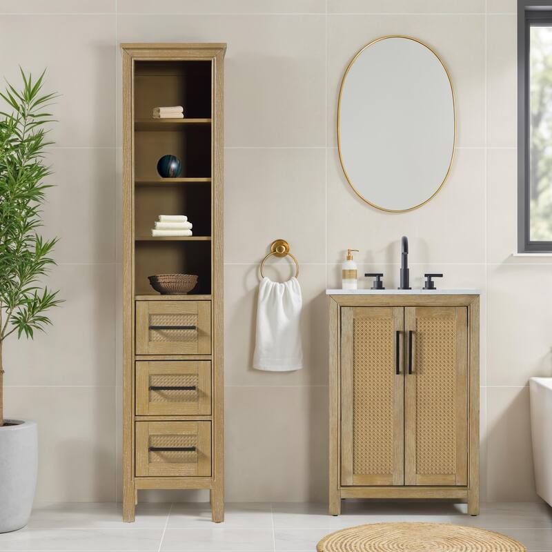 Winslow 16-28 Inch Open Shelving Bath Storage Cabinet