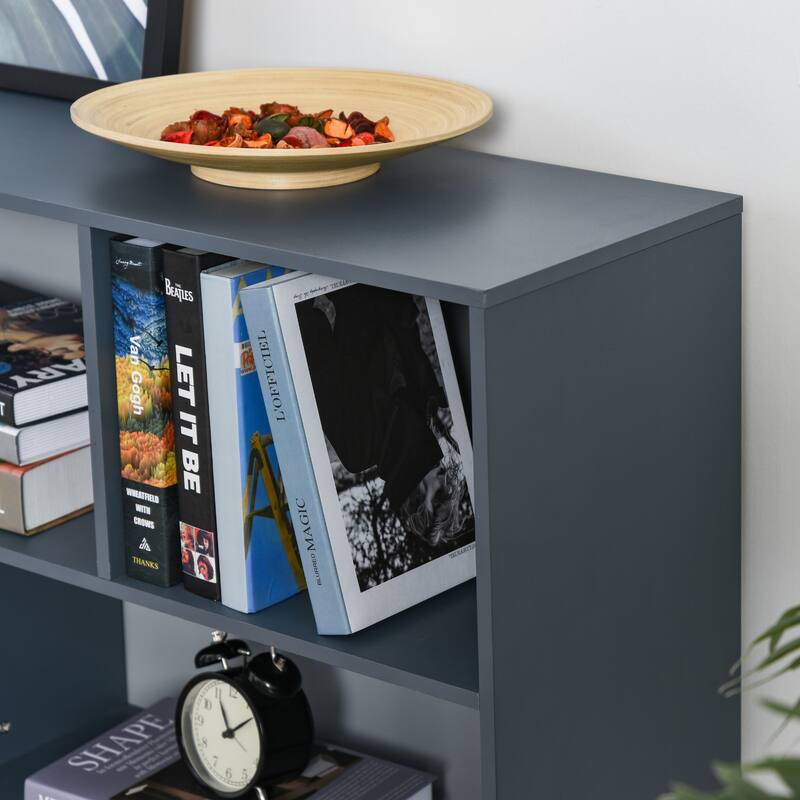 HOMCOM 3-Tier Child Bookcase Open Shelves Cabinet Floor Standing Home Office Storage Furniture Shelvin with Drawers