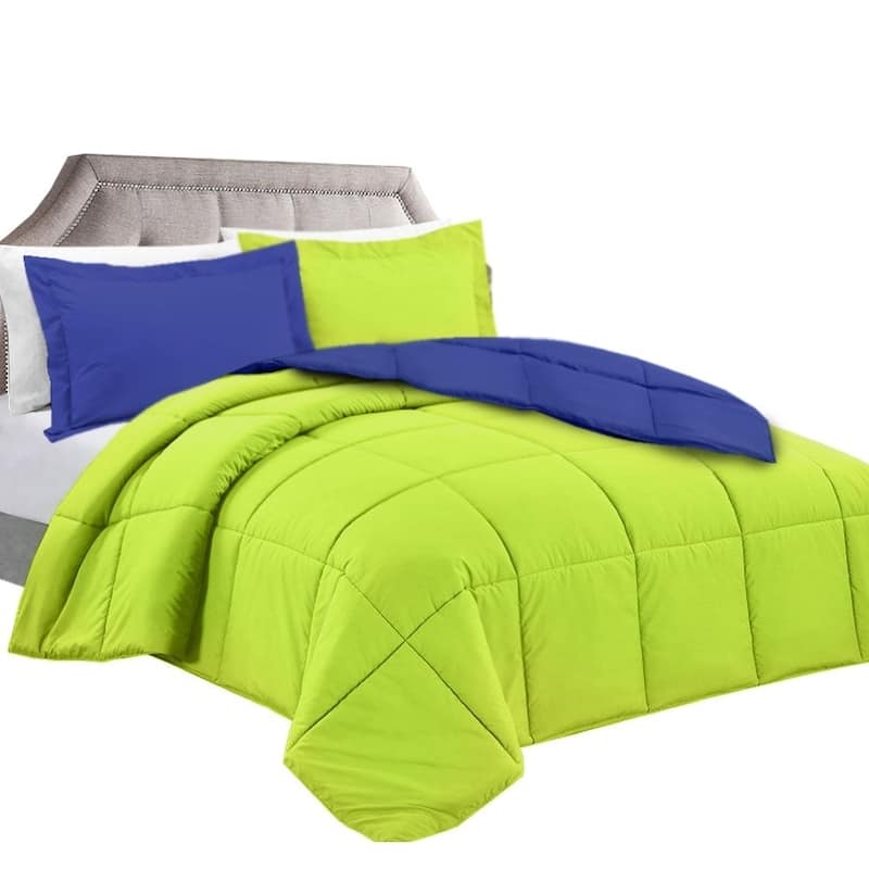 Nestl All Season Down Alternative Reversible Comforter Set - King - Lime Green/Royal Blue