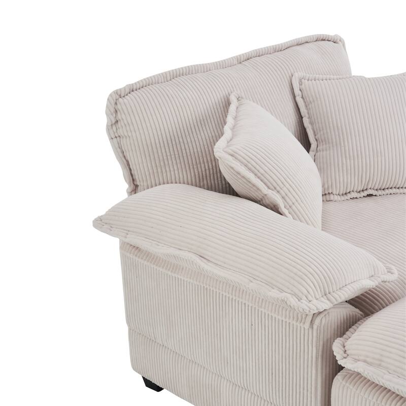 Corduroy Single Sofa With 2 Pillows
