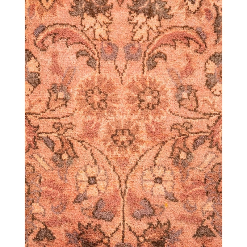 Overton Hand Knotted Wool Vintage Inspired Modern Contemporary Overdyed Pink Round Area Rug - 4' 1" x 4' 1"