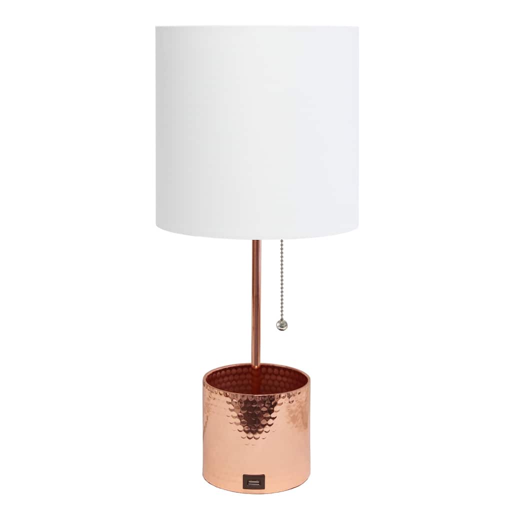 18.5 in. Rose Gold Finish Table Lamp with White Shade, Sturdy Table Lamp for Living Rooms and Bedrooms