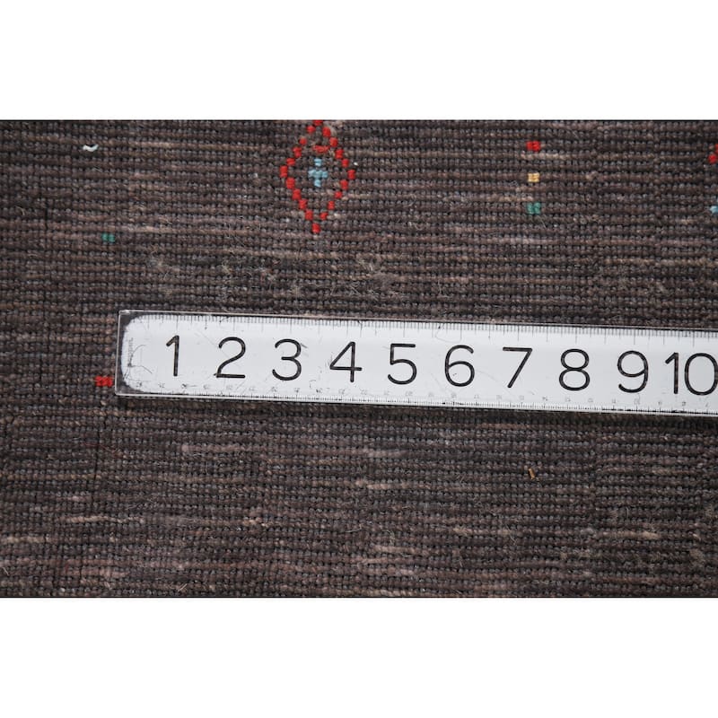 Hand Knotted Oriental 100% Wool Carpet Tribal Tribal Brown Gabbeh Area Rug - 9' 11'' X 7' 11''