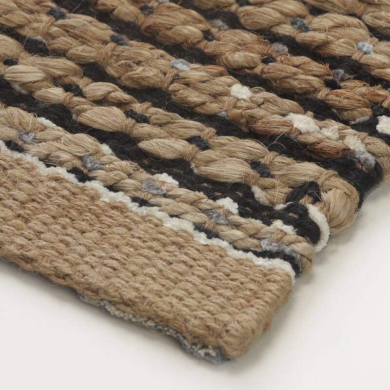 Sevita Organic Jute Striped Area Rug, Tan and Black