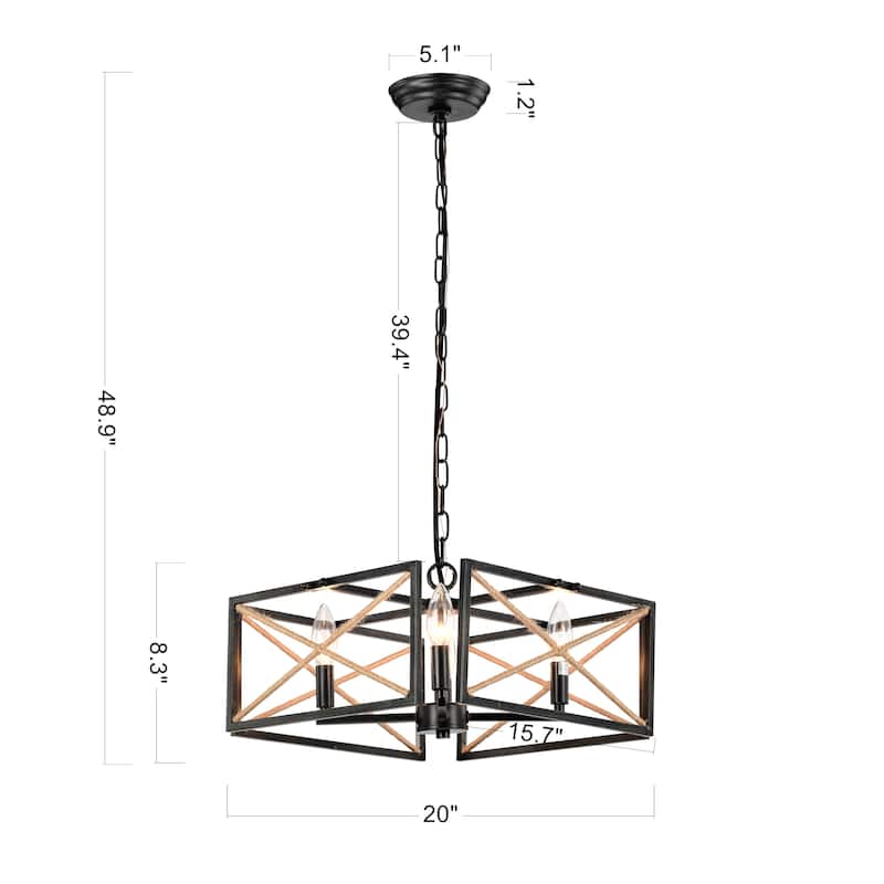 Rainier 4-Light Geometric Lantern Style Chandelier for Dining/Living Room, Bedroom