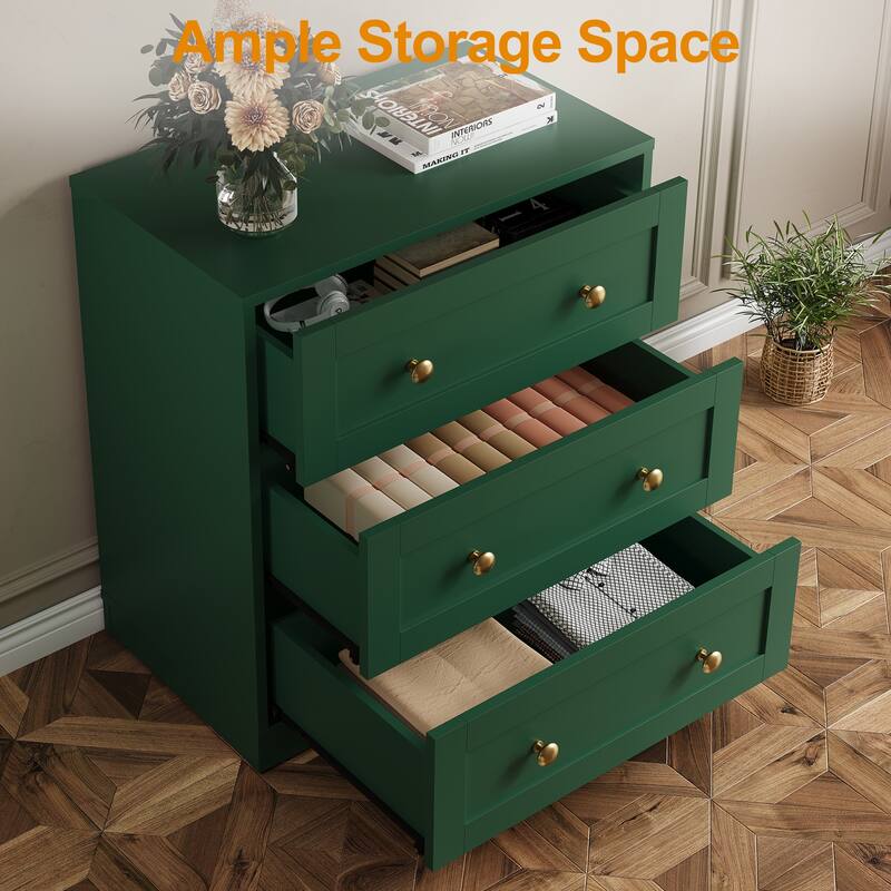 Modern Night Stand Set of 2 with 3 Drawers