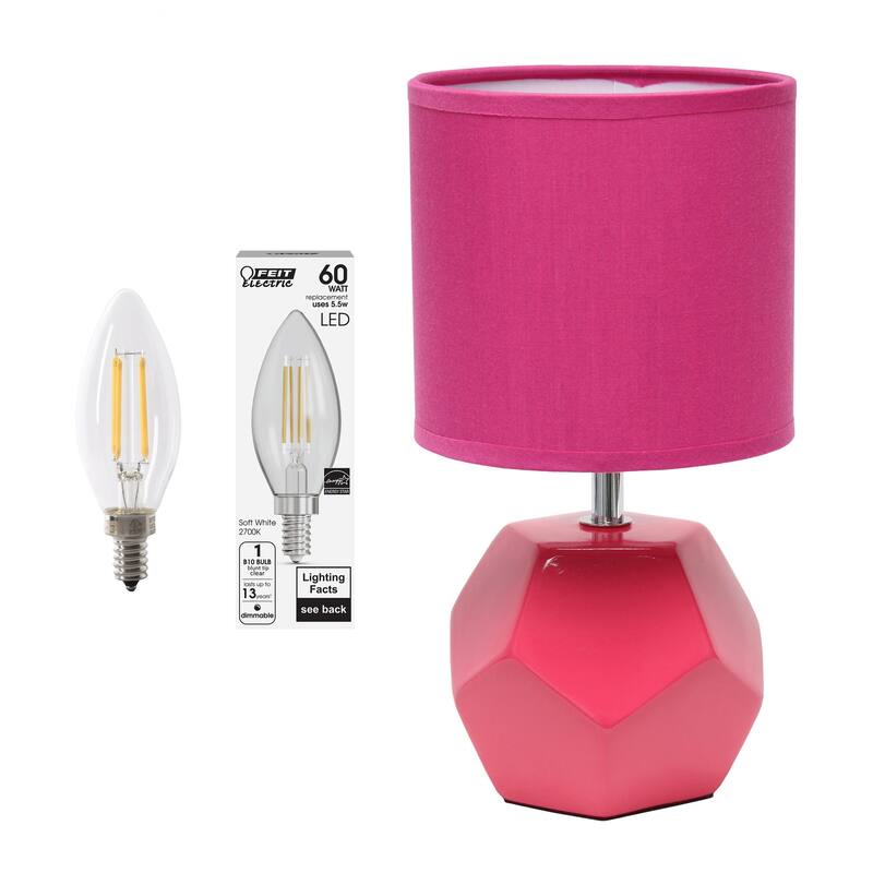 10.24 in. Pink Finish Table Lamp with Pink Shade, Sturdy Table Lamp for Living Rooms and Bedrooms