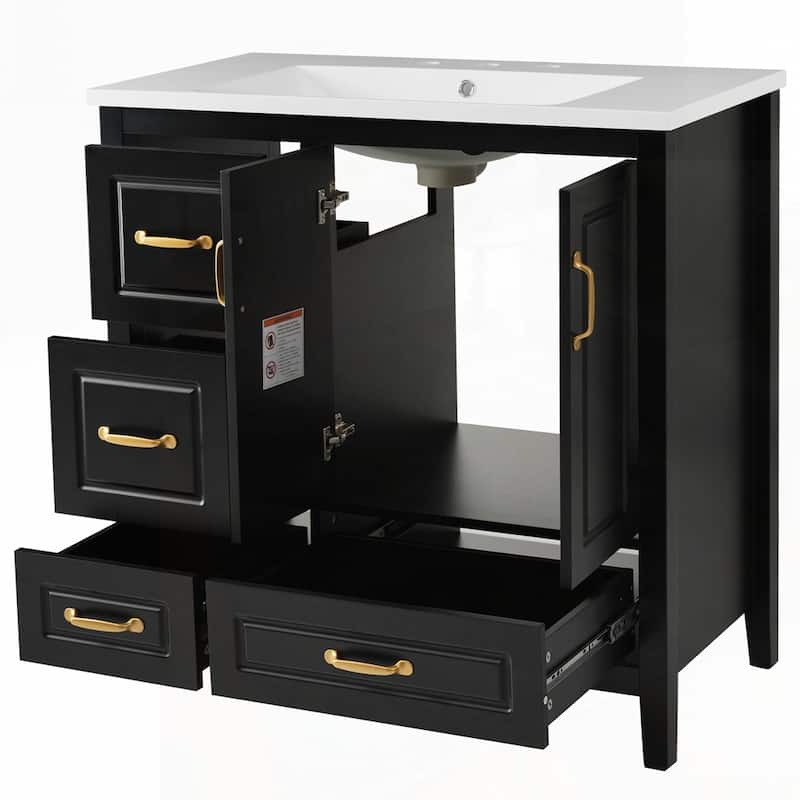 4 Soft-Closing Drawers 36 inch Bathroom Vanity with Sink