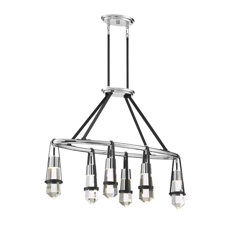 Savoy House Denali 6 Light 14" Wide LED Crystal Linear Chandelier