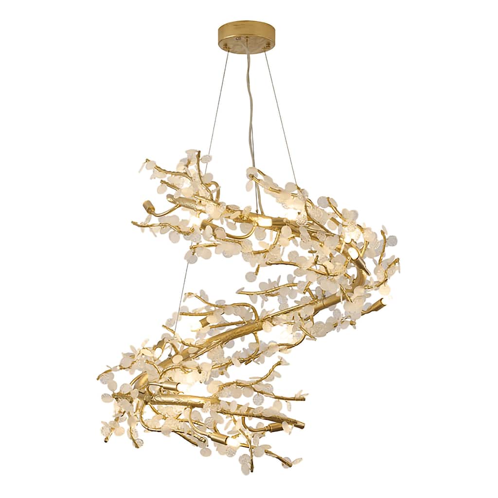 Contemporary 18-Light Gold Aluminum Chandelier With Clear Glass