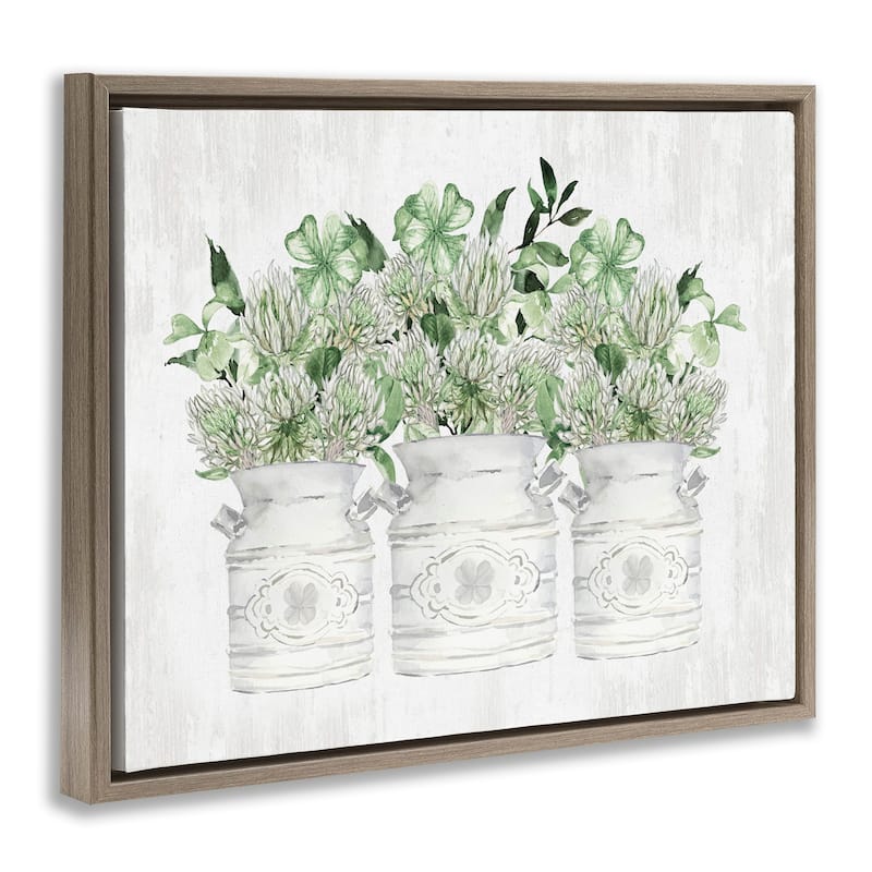 Stupell Rustic Shamrock Bouquets Framed Floater Canvas Wall Art Design by Lettered and Lined