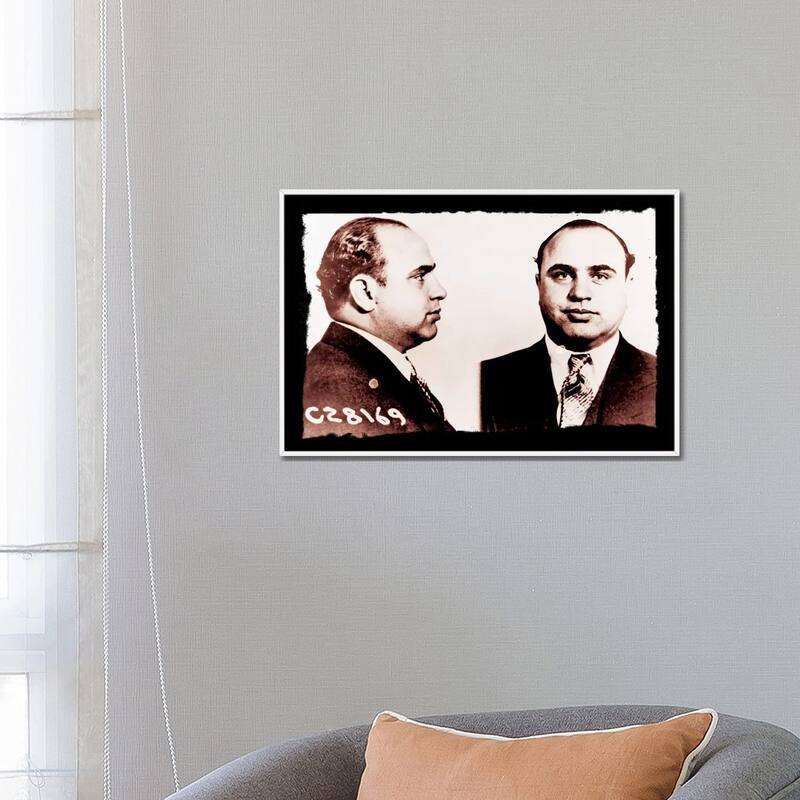 iCanvas "Alphonse Gabriel Al Capone Mugshot 2 - Chicago Gangster Outlaw" by Unknown Artist Framed Canvas Print