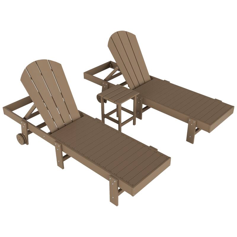 Polytrends Laguna Hdpe All Weather Outdoor Patio Pool Reclining Armless Chaise Lounges (3-Piece Set)