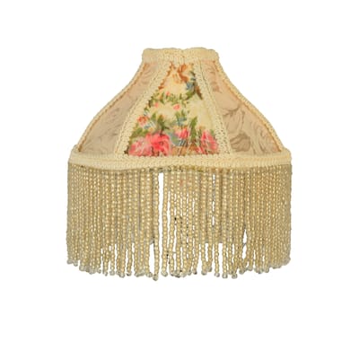 6 In. Wide Fabric & Fringe Roses Shade