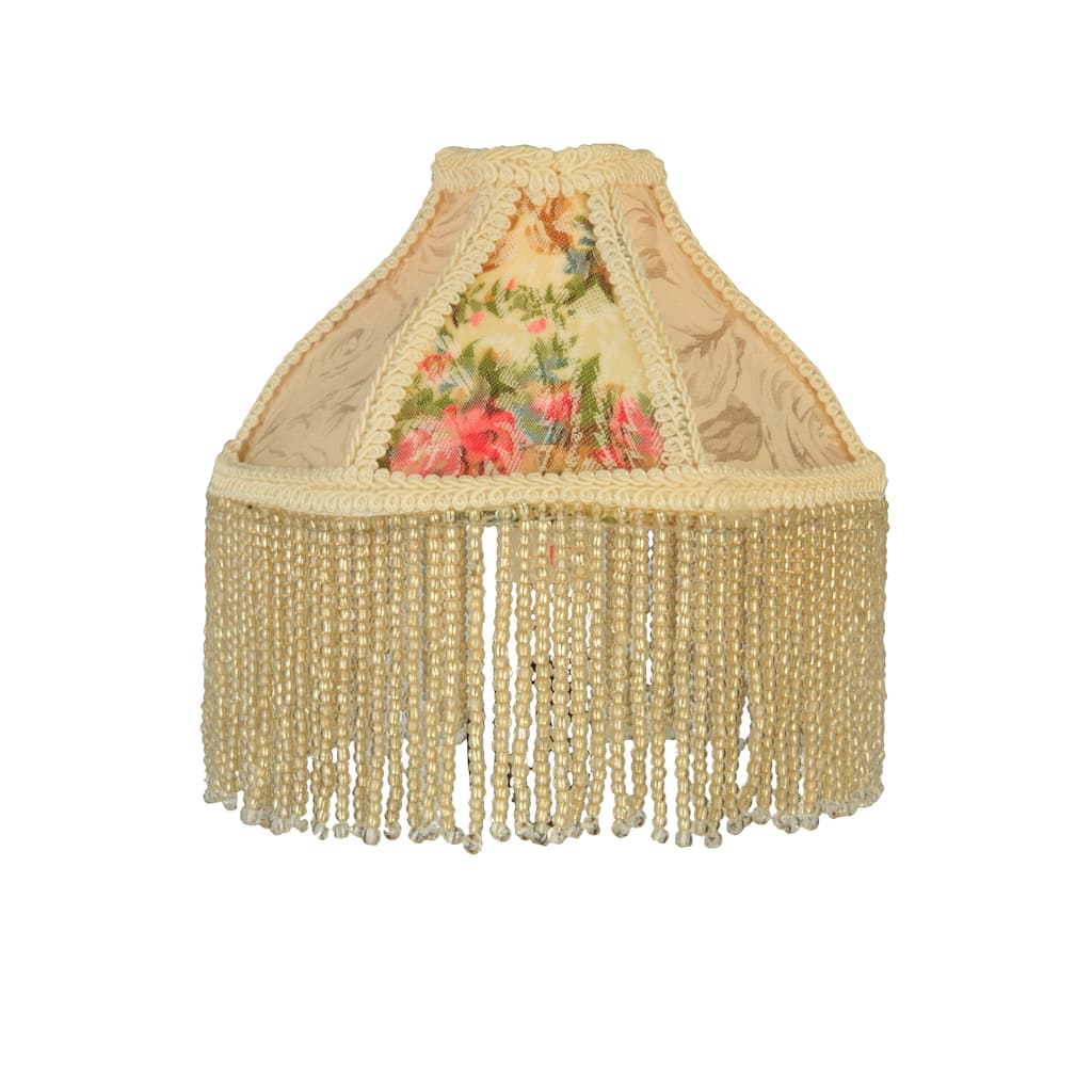 6 In. Wide Fabric & Fringe Roses Shade