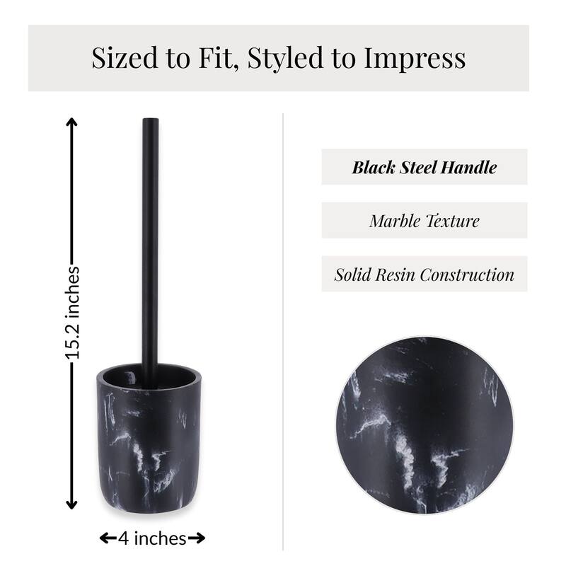 Marble Toilet Brush and Holder Set - 4 L x 4 W x 15.2 H