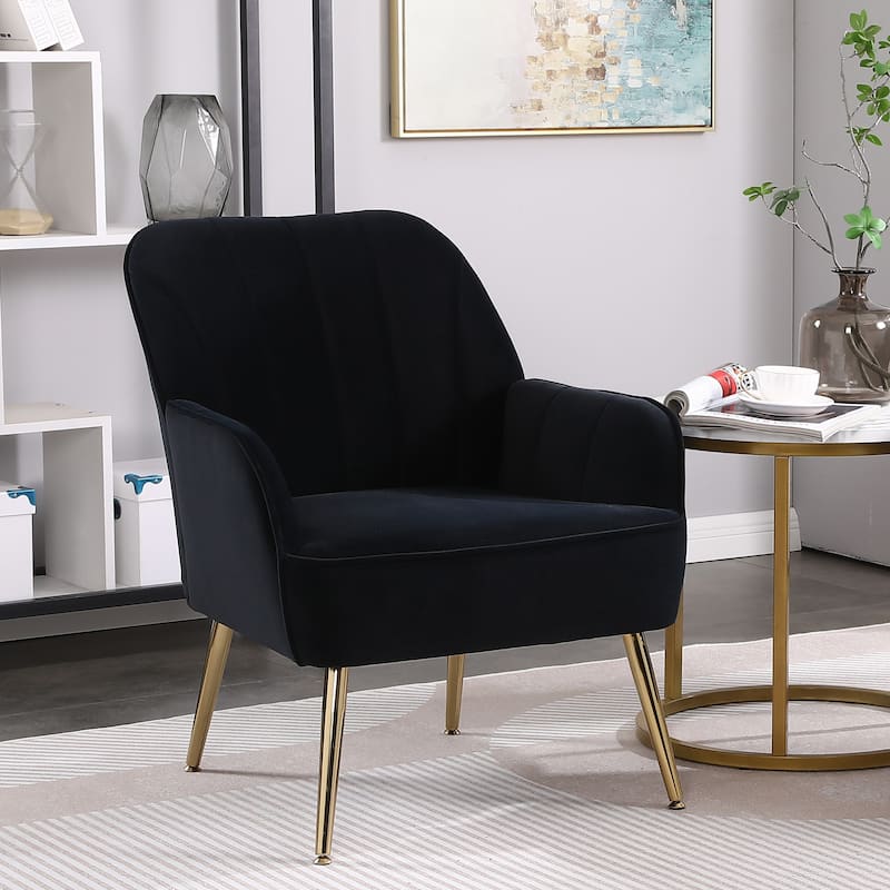 Suellyn 25.2-inch Wide Armrest Modern Chair - Black