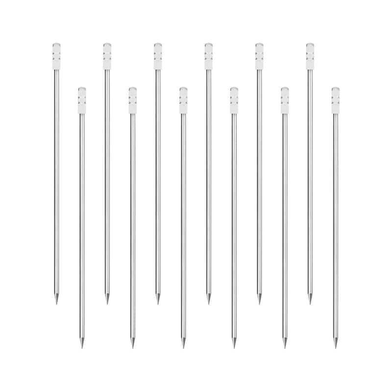 Metal Cocktail Toothpicks Drink Picks Cocktail Skewer 12Pcs - Silver