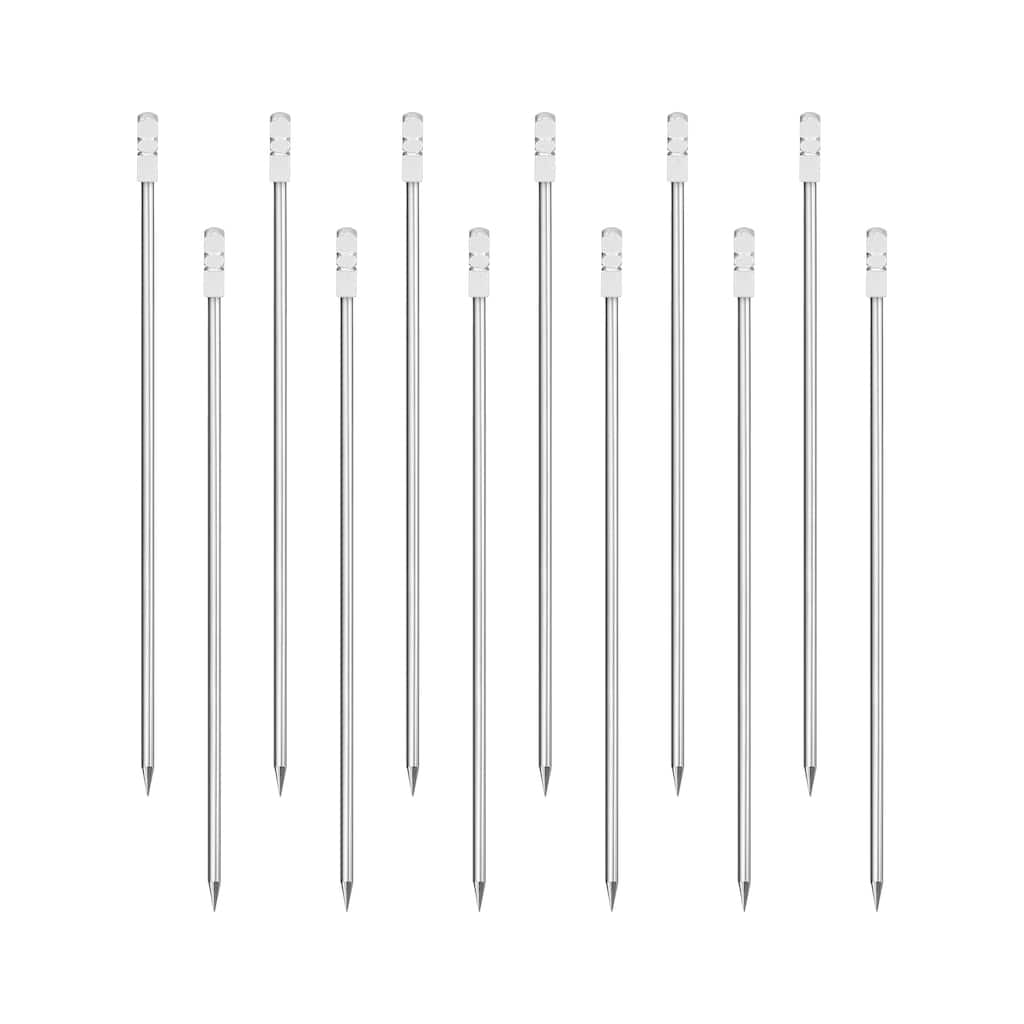 Metal Cocktail Toothpicks Drink Picks Cocktail Skewer 12Pcs - Silver