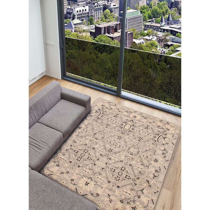 ECARPETGALLERY Hand-knotted Modern Oushak Light Grey Wool Rug - 7' 11" x 8' 11"