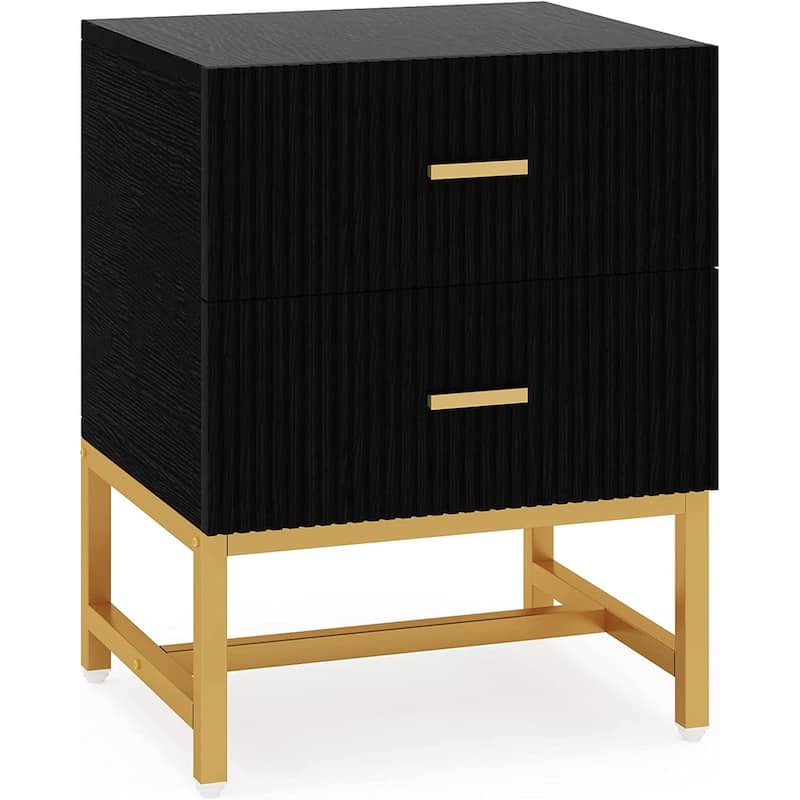 2-Drawer Nightstand, White Night Stands with Storage Drawers