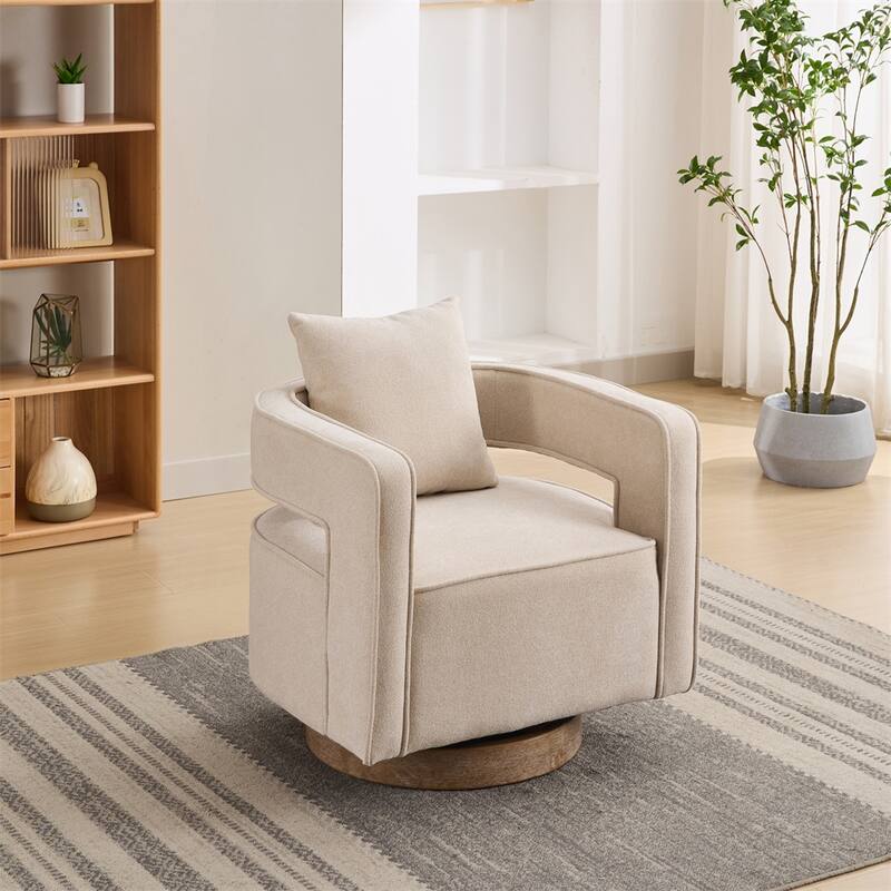 29.1" Swivel Accent Chair with Weathered Wood Base