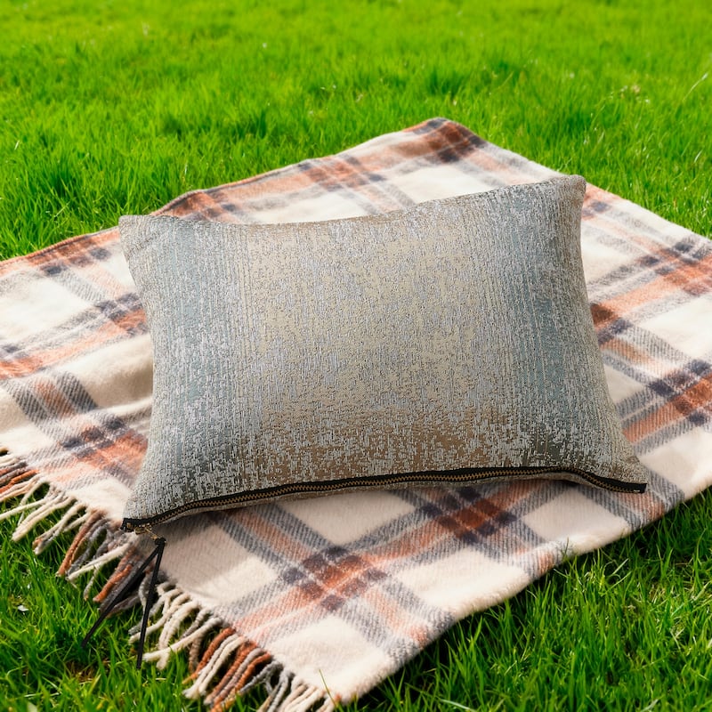 2-Piece Jacquard Chenille Zippered Lumbar Pillow Cover Set