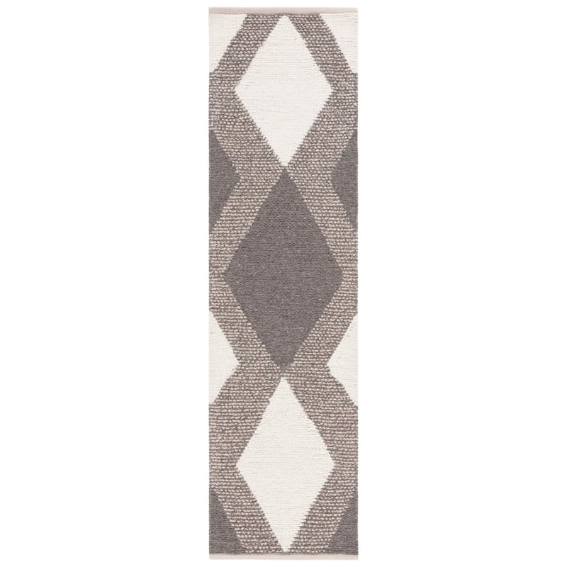 SAFAVIEH Handmade Natura Iridenta Diamond Boho Wool Rug - 2'3" x 8' Runner - Ivory/Beige
