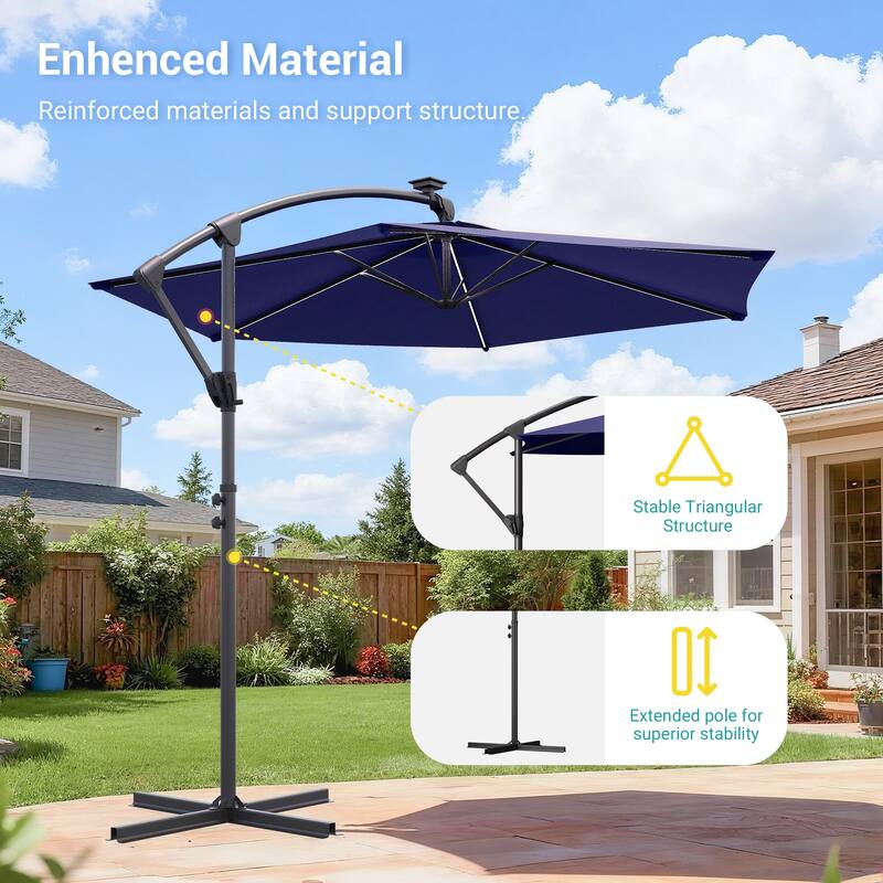 Sonkuki Outdoor 10FT LED lighted Patio Offset umbrella for Garden