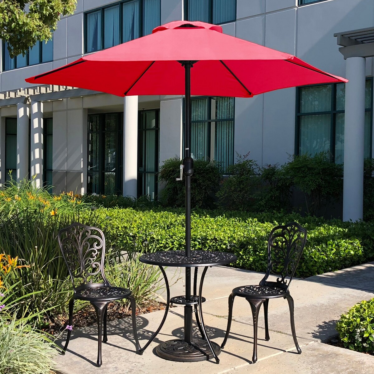 Shop Black Friday Deals On 7 5 Outdoor Patio Umbrella Striped Patio Umbrella Market Striped Umbrella Red Overstock 31721384