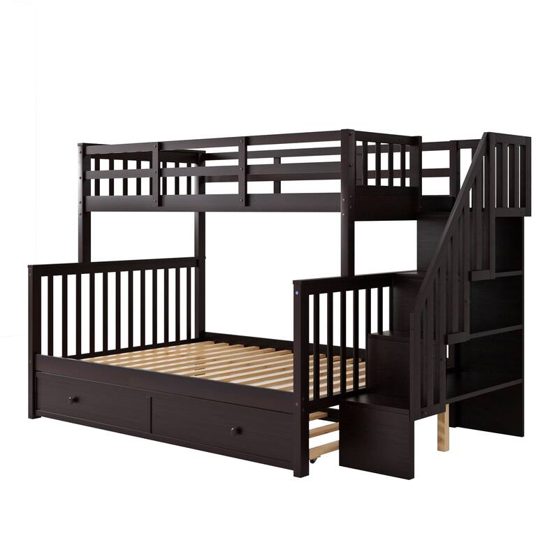 Stairway Twin-Over-Full Bunk Bed with Twin size Trundle