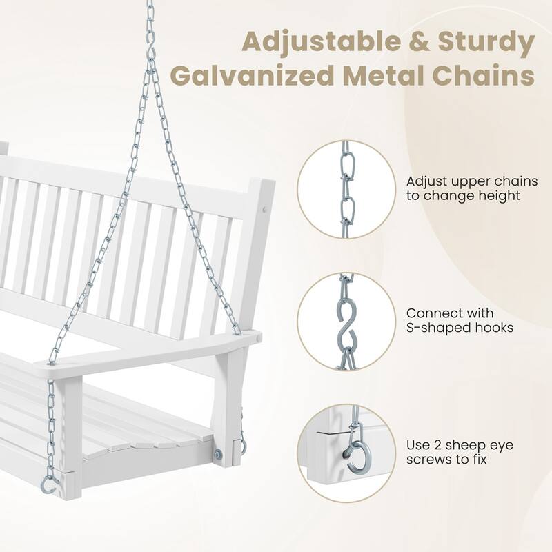 Costway 2-Person Wooden Outdoor Porch Swing Heavy Duty Patio Hanging - See Details