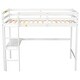 preview thumbnail 34 of 53, Loft Pine Wood Bed Frame with Safety Guardrail,Built-In Desk,Ladder,Twin Size