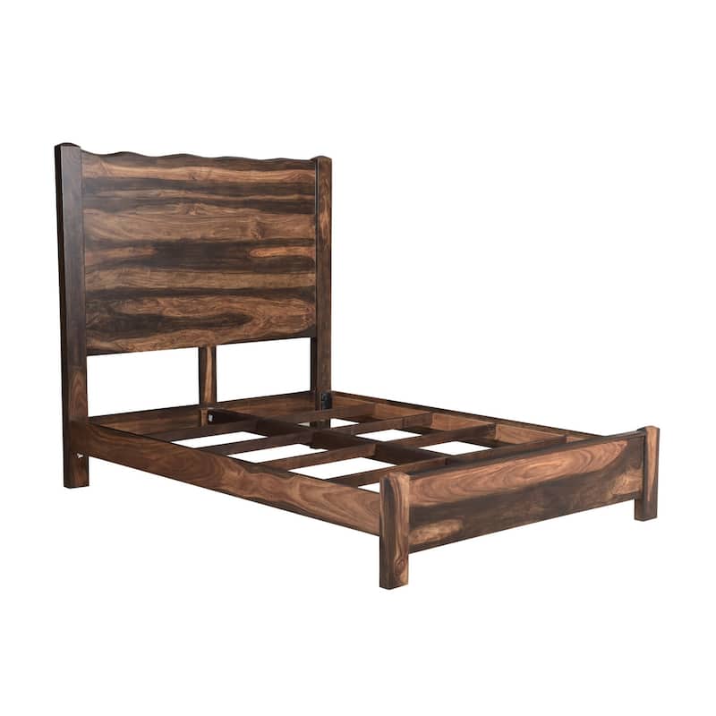 HomeRoots Walnut Live Edge Solid Wood Queen Bed Frame