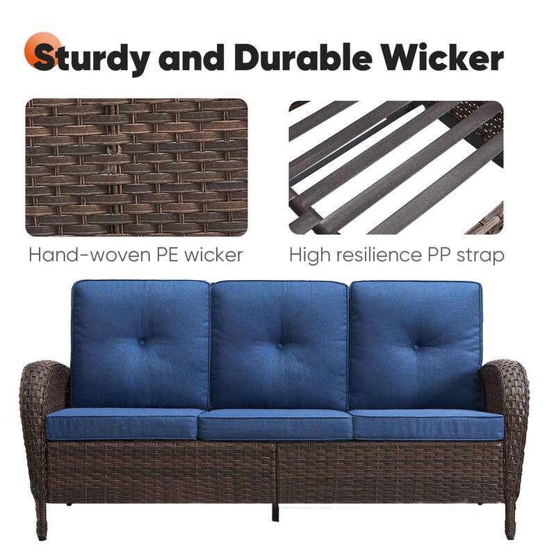 Pocassy Outdoor 5-Piece Sofa Swivel Chair with Fire Pit Table