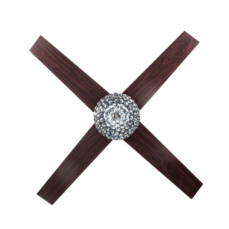 Bella Depot 52" Modern Crystal Ceiling Fan with LED Light, Reversible Ceiling Fan with Remote Control