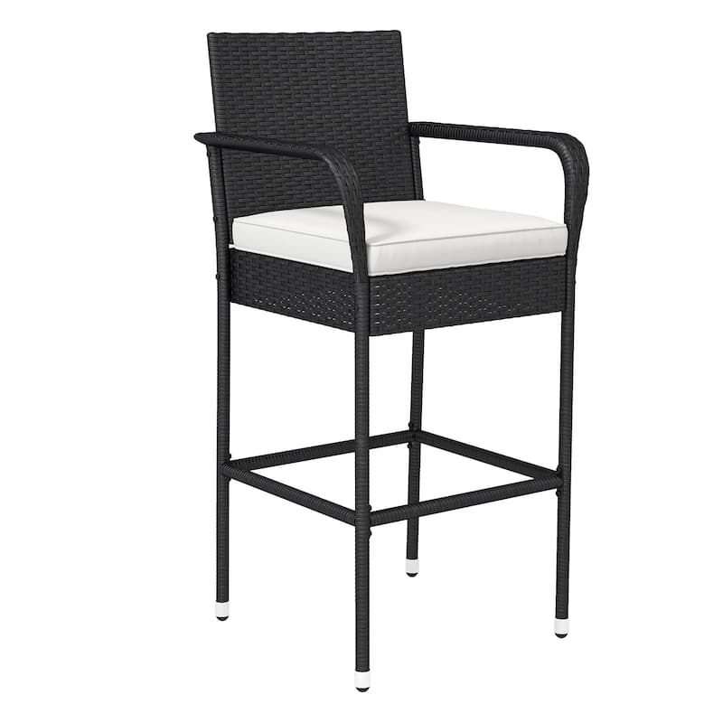 2Pcs Patio Bar Stools Wicker Barstools