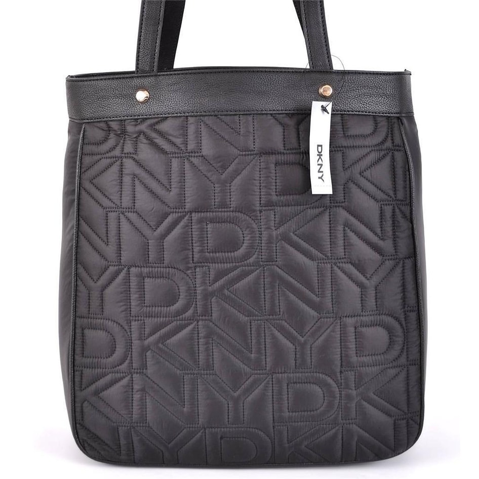 Dkny Black Leather Quilted Handbag
