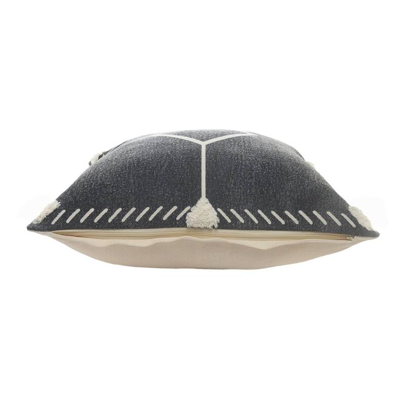 HomeRoots 20" X 20" White And Black 100% Cotton Geometric Zippered Pillow