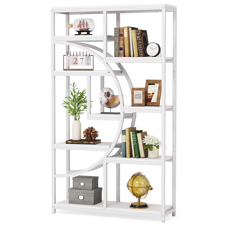 Bookshelf Industrial 5 Tier Etagere Bookcase, Freestanding Tall Bookshelves - 1 Pack - White - 1 Pack