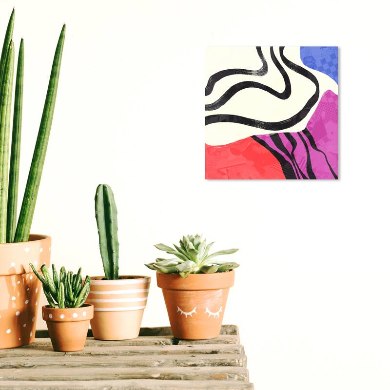Wynwood Studio Canvas Abstract Purplish Quadrant Red Modern & Contemporary Wall Art Canvas Print - 12 x 12