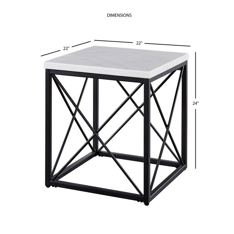 Steve Silver Havinga Modern White Marble Square Side Table