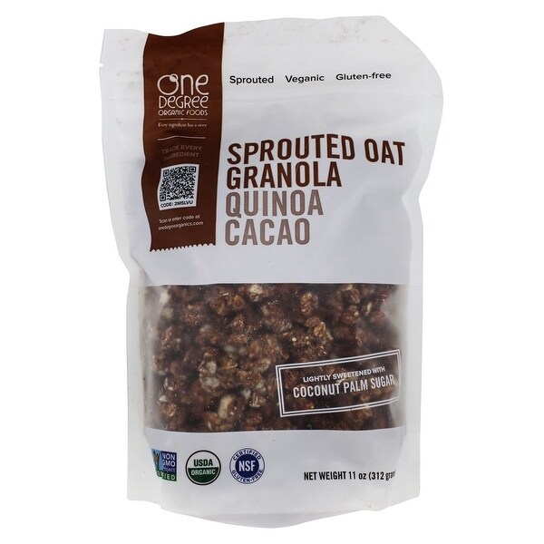 One Degree Organic Foods Quinoa Cacao Granola - Sprouted Oat - Case of 6 - 11 oz.