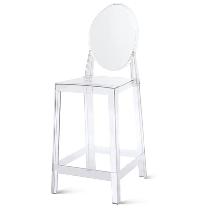 25" Seat Height With Back Modern Plastic Side Bar Counter Stool Accent Armless Crystal Home Office